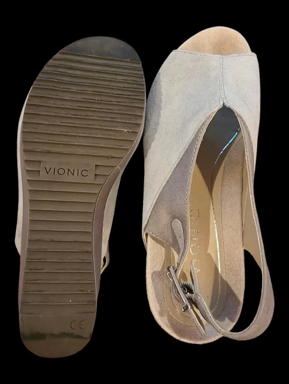 Women's Open-Toe Wedge Slingback Sandals in Light Gray